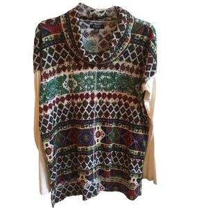 Chaps Aztec Print Cowl Neck Pullover Tunic Misses size L